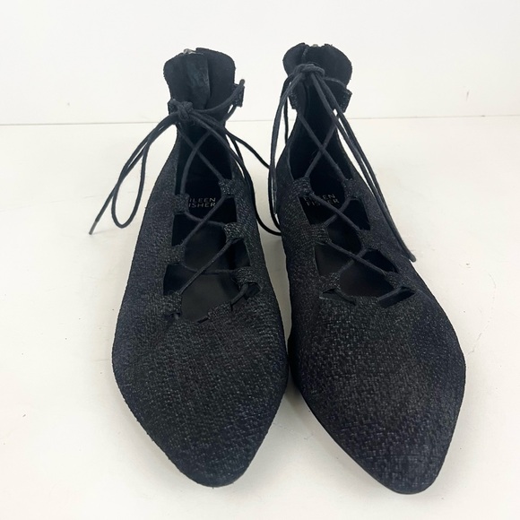 Eileen Fisher Loop 2 Suede Tweed Print Lace Flats Women's Size 8.5 - Picture 13 of 13